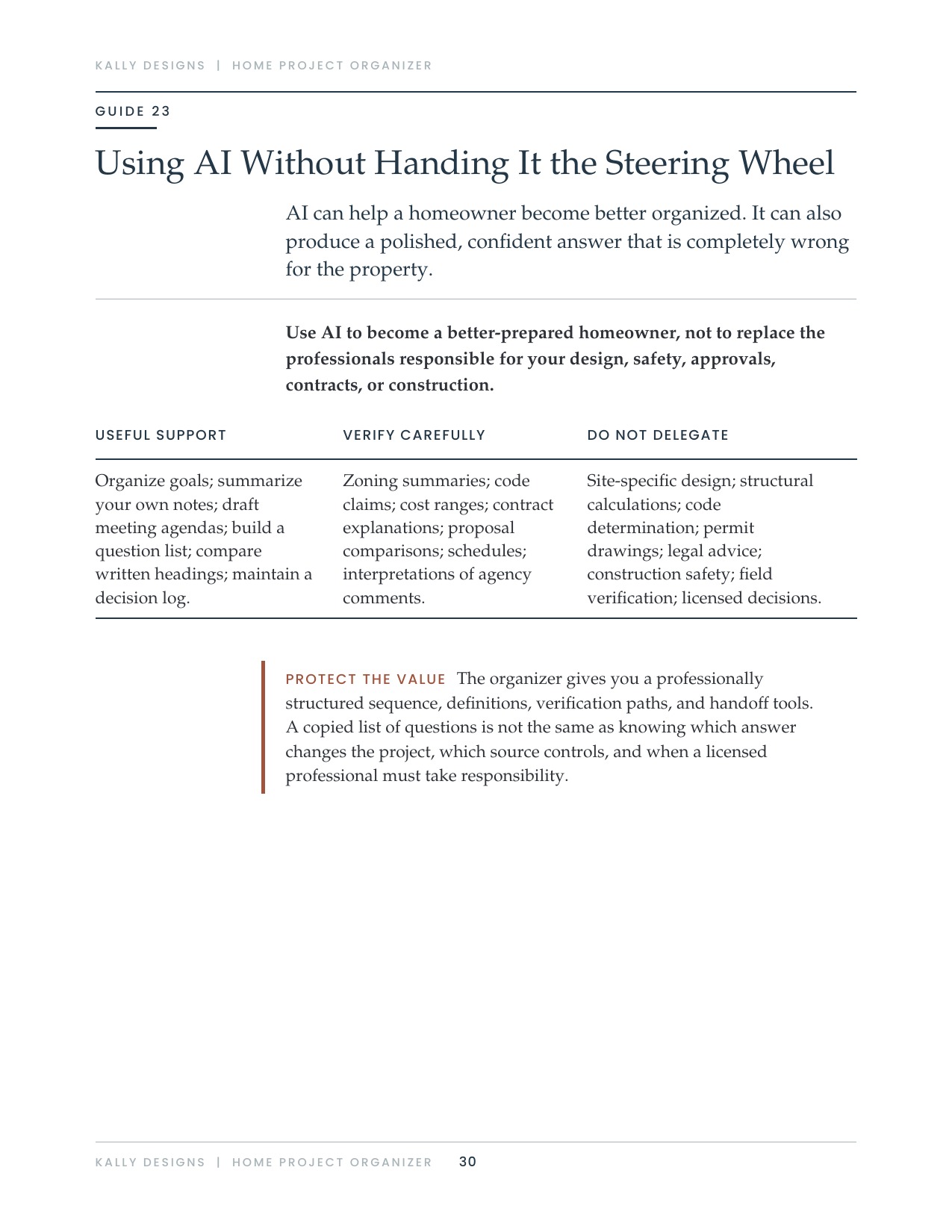 Responsible AI boundary page from the Home Project Organizer